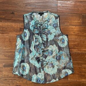 J. Crew Shimmer Floral Ruffle Blouse